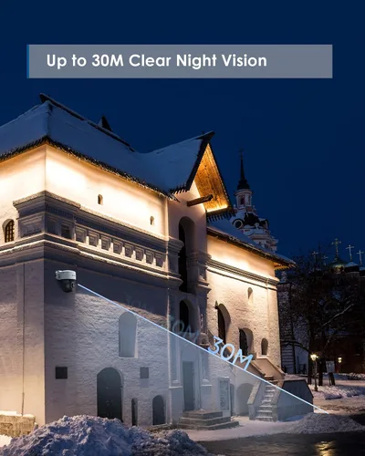Vista 7 de SANNCE Cámara domo 1080P PT, cámara de seguridad exterior panorámica/inclinación de 2MP, visión nocturna de 98.4 ft para sistema de vigilancia CCTV