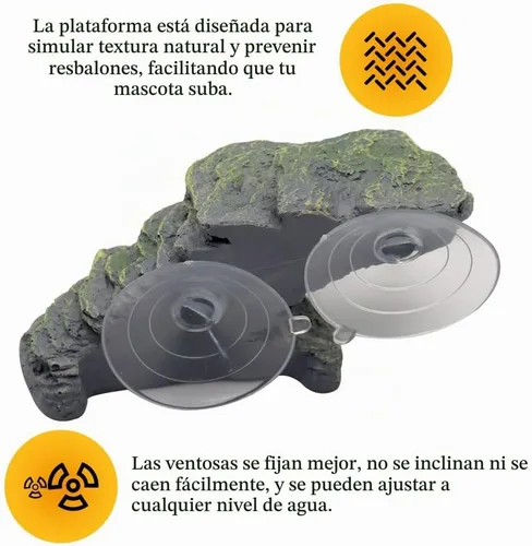Vista 3 de Plataforma de tortuga con 2 ventosas fuertes, escalada en roca de resina