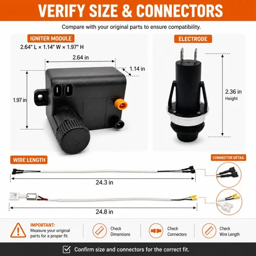 Vista 2 de Grisun 7642 Encendedor de parrilla para modelos Weber Spirit 310 y Spirit 210 de parrilla de gas con controles delanteros
