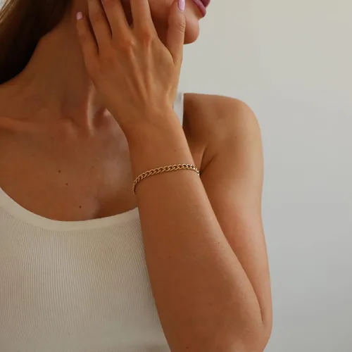 Vista 5 de Pulseras de cadena de perlas de oro de 18 quilates para mujer, ajustable, de acero inoxidable, delicada, fina caja de oro cubana, cadena
