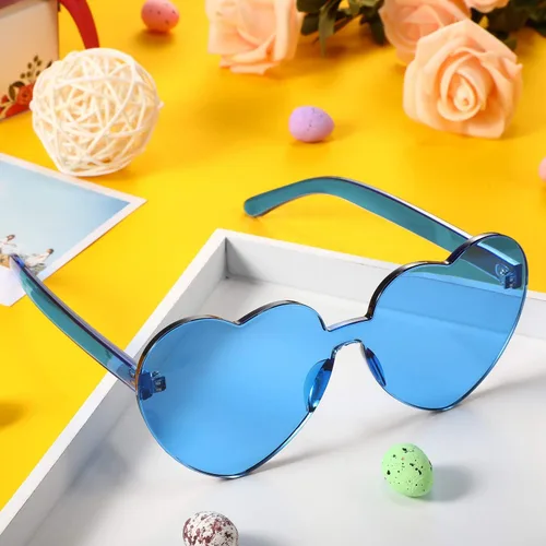 Vista 4 de Maxdot - Lentes de sol transparentes sin marco con forma de corazón para fiestas