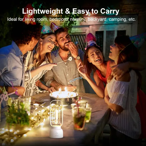 Vista 4 de Lámpara LED portátil retro, pequeña lámpara de mesa inalámbrica con interruptor táctil, luz nocturna regulable continua con puerto de carga USB