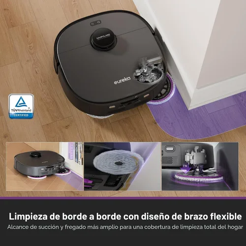 Vista 6 de Eureka J15 Pro Ultra Robot - Aspirador y fregona con base autovaciada, 16,200 Pa de succión, diseño de mopa con brazo flexible, lavado con agua