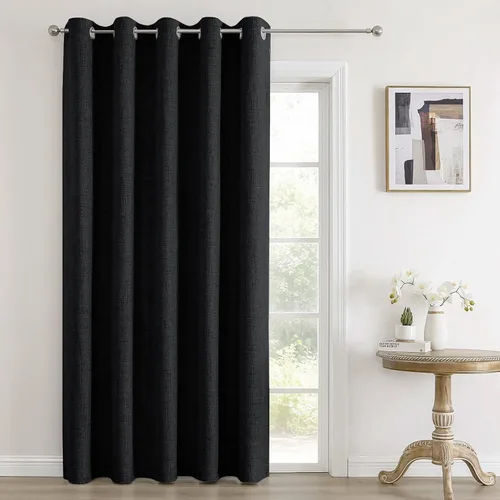 Vista 22 de Joydeco Cortinas negras 100% opacas para dormitorio, oscurecimiento de habitación, aislamiento térmico, cortinas cortas texturizadas con ojales