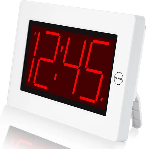 Vista 8 de KWANWA Reloj Despertador, Reloj de Pared, Reloj Digital, Pantalla LED de 3 Pulgadas, Funciona con Pilas, Brillo Ajustable, Modo Nocturno Automático