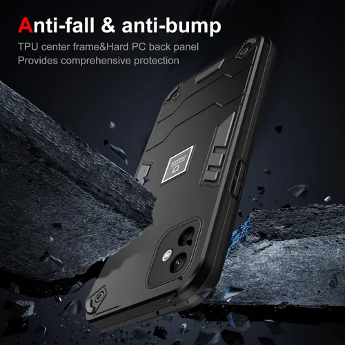 Vista 3 de Funda compatible con Redmi A1, compatible con Redmi A2 2 en 1 [PC dura + TPU], funda de teléfono negra