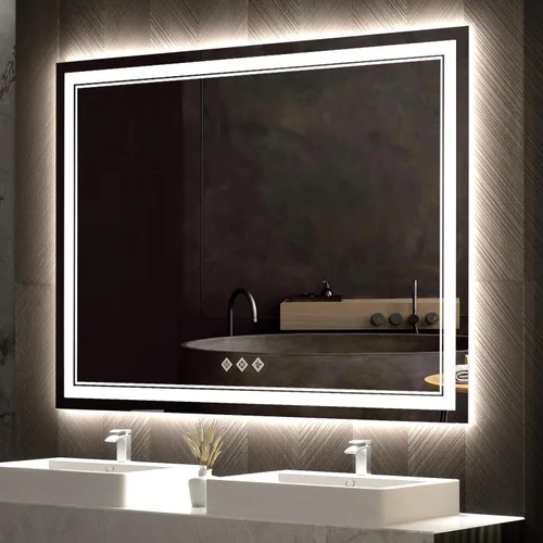 Vista 19 de Espejo LED para baño de 20 x 28 pulgadas con frente degradado y luz LED, espejo retroiluminado para baño, 3 colores, CRI > 90, espejo de baño