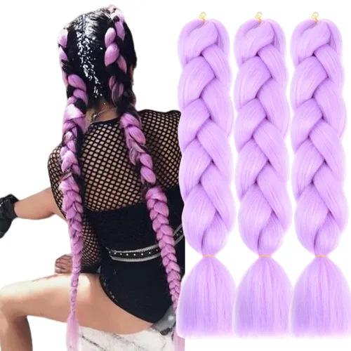 Vista 49 de 3 paquetes de extensiones de cabello sintético para trenzar de color negro a azul, tamaño jumbo ombré, de 24 pulgadas o trenzas de ganchillo