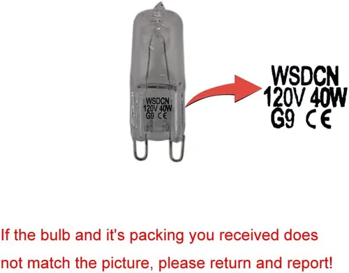 Vista 3 de 2 Pack, Fulfilled by Amazon, WSDCN G9 120 Volt 40W Bombilla de Horno Halógena 350°C Bombilla de Luz de Horno