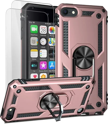 Vista 13 de ULAK Funda compatible con iPod Touch 7/6/5 con 2 protectores de pantalla HD, híbrida resistente a prueba de golpes con soporte integrado para iPod