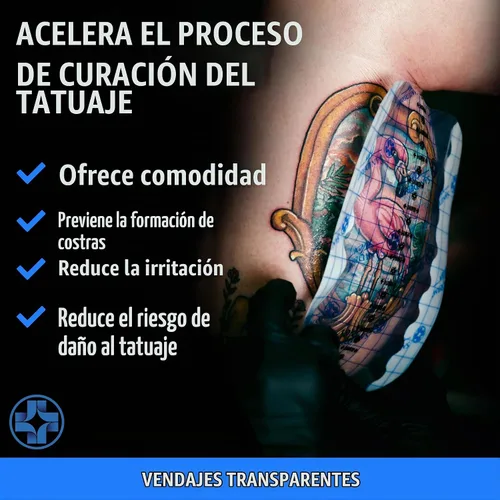 Vista 4 de Saniderm - Rollo de vendaje Flex Tattoo Aftercare - Envoltura de tatuaje ultra flexible, impermeable, estéril para una curación rápida y protección