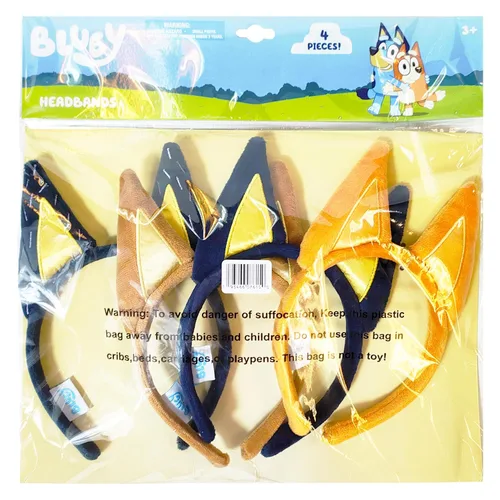 Vista 7 de LUV HER Bluey Party Supplies - 4 diademas de orejas de animal para disfraz de animales, orejas suaves de felpa, diademas elásticas familiares