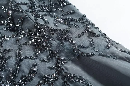 Vista 3 de Meier - Vestido para la madre de la novia con cuentas y manga larga.
