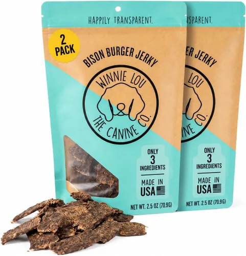 Vista 17 de Winnie Lou Bison Burger Jerky - Golosinas para perros, ingredientes limitados, grado humano, golosinas de entrenamiento para perros pequeños
