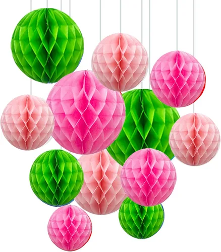 Vista 19 de ZOOYOO 12 piezas 15 cm 25 cm bolas de panal decorativas de papel de seda con pompones colgantes para cumpleaños, baby shower, boda, compromiso, Azul