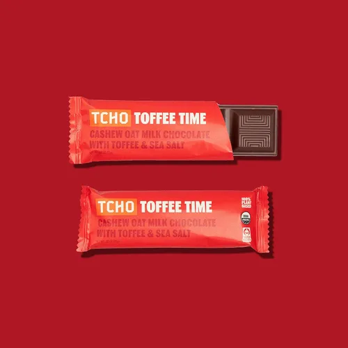 Vista 3 de Barritas de chocolate TCHO Toffee Time - 100% a base de plantas, orgánico, de anacardo con leche de avena - Vegano, sin soya, sin gluten, barras