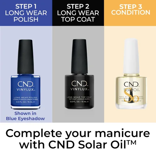 Vista 4 de CND Vinylux - Esmalte de uñas azul de larga duración, color resistente al brillo y al astillado, 0.5 onzas líquidas Chance Taker