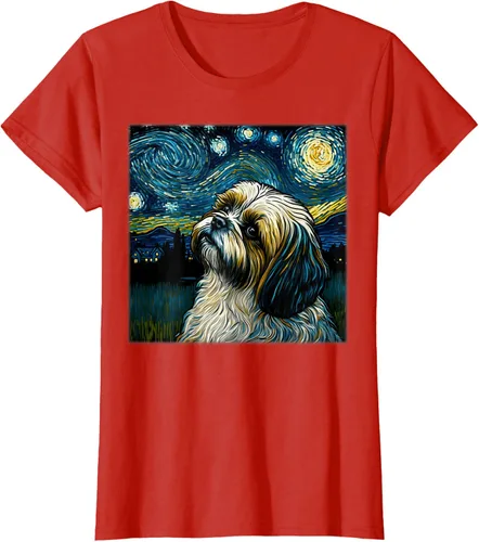 Vista 90 de Camiseta Surrealism Starry Night Shih Tzu Dog