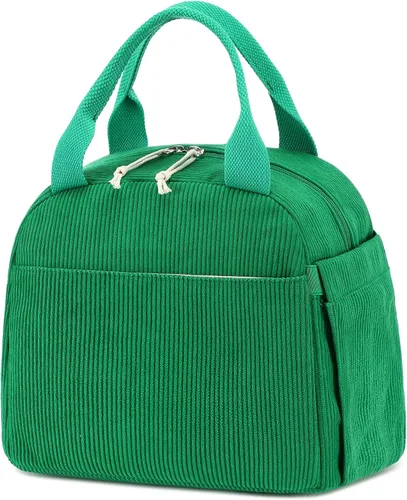 Vista 43 de Bluboon Bolsa de almuerzo para mujer, bonita bolsa de almuerzo de pana con correa para el hombro, reutilizable, aislada, gran capacidad