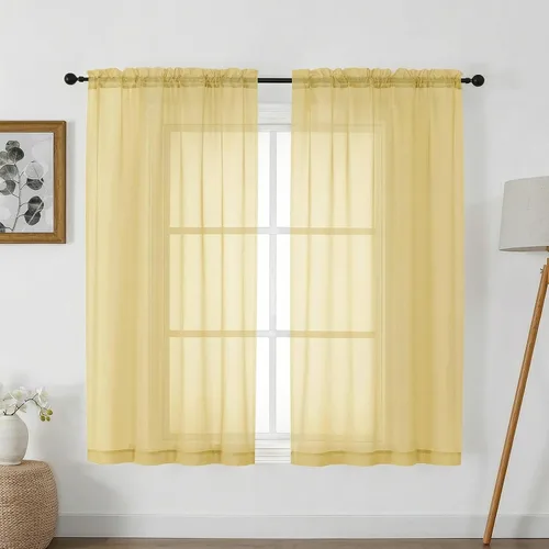 Vista 170 de Gwine Cortinas transparentes negras de 108 pulgadas de largo Negro