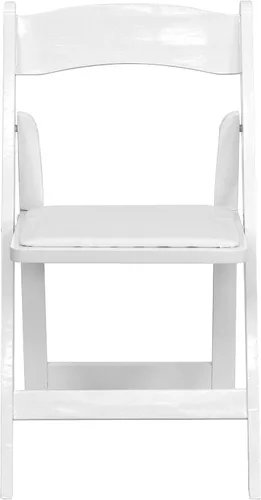 Vista 4 de EMMA + OLIVER Paquete de 2 sillas plegables de madera blanca con asiento acolchado de vinilo Blanco