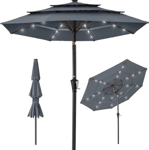 Vista 18 de Best Choice Products - Sombrilla solar de 10 pies de 3 niveles para patio, sombrilla de sol para exteriores, mercado, patio trasero, terraza, junto