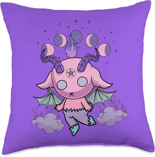 Vista 5 de Pastel Goth Kawaii Baphomet Anime Creepy Cute Pink Cojín morado, 16 x 16 pulgadas, multicolor