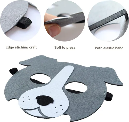Vista 2 de Máscaras de fieltro para niños, máscaras de fiesta de cumpleaños, suministros de máscaras, máscaras de Halloween 12 máscaras-B