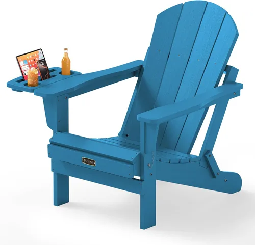 Vista 35 de SERWALL Silla Adirondack plegable para exteriores, silla de patio con portavasos - Ejército