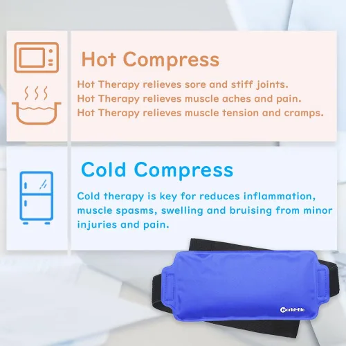 Vista 4 de Paquete de 2 bolsas de hielo reutilizables para lesiones, paquetes de agua fría caliente, recuperación quirúrgica, dolor articular, dolor muscular