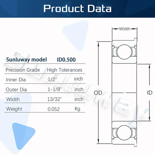 Vista 3 de ID 1/2" x OD 1-1/8" rodamientos de bolas con brida 10 unidades para cortacésped, carretillas, carros y camiones de mano, alternativos a MTD, 12118