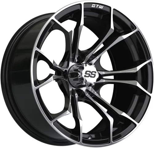Vista 17 de GTW Spyder - Rueda de aluminio para carrito de golf de 12 pulgadas 12x7 4-4 pernos desplazamiento de 3:4 (azul/negro)