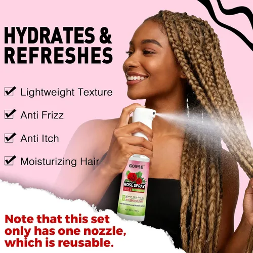 Vista 4 de 2 unidades de agua de rosas para el cabello Loc Spray hidratante refrescante para rastas – Crema hidratante para el cuero cabelludo de agua de rosas