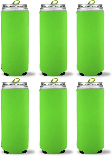 Vista 11 de Kropsis Fundas plegables para enfriar latas delgadas de 12 onzas, tela en blanco, espuma de buceo (negro, 6)