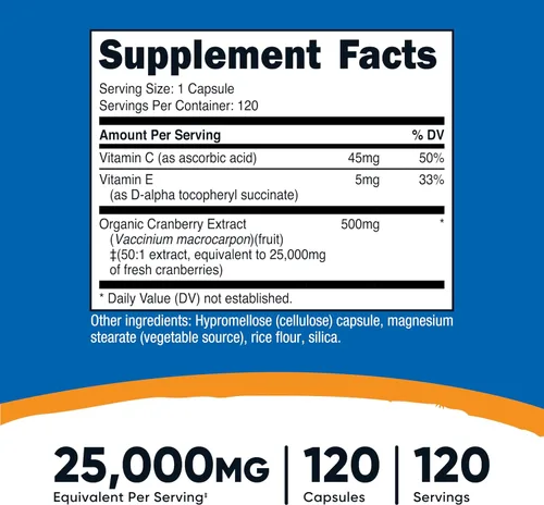 Vista 2 de Nutricost Cranberry Extract 120 Capsules, 120 Servings Per Bottle, Vegan