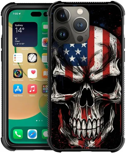 Vista 90 de Funda compatible con iPhone 8, a prueba de golpes, antiarañazos, bandera de ciervos de cola blanca de grano de madera estadounidense