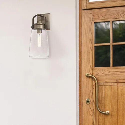 Vista 11 de Gage - Lámpara industrial de vidrio y metal para exteriores, color oro toscano
