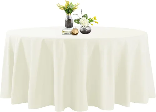 Vista 52 de Mantel de poliéster lavable de 132 pulgadas, resistente a las manchas y a las arrugas, mantel decorativo para mesa de comedor, fiestas de bufé