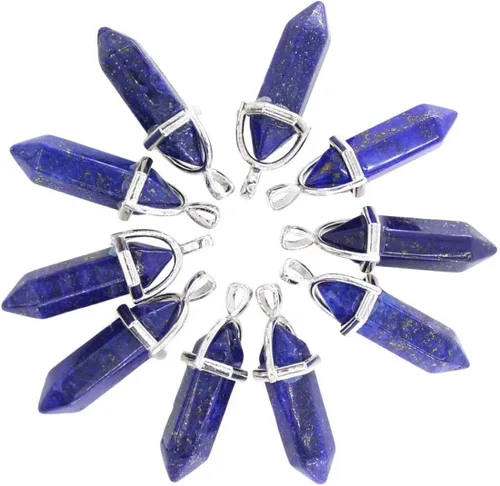 Vista 4 de 1 collar con colgante de bala de piedra preciosa natural, piedra de cristal curativo, cuarzo, reiki, chakra, energía de roca de 18 pulgadas, joyería