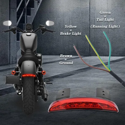 Vista 5 de 1 luz trasera de motocicleta con borde de guardabarros trasero cortado, luz de freno LED, luz de freno para placa de matrícula XL 883N 1200N XL1200V