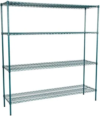 Vista 58 de Kit de 4 estantes de epoxi verde NSF de 21 x 72 pulgadas con postes de 86 pulgadas, estantería de almacenamiento resistente, kit de estantería