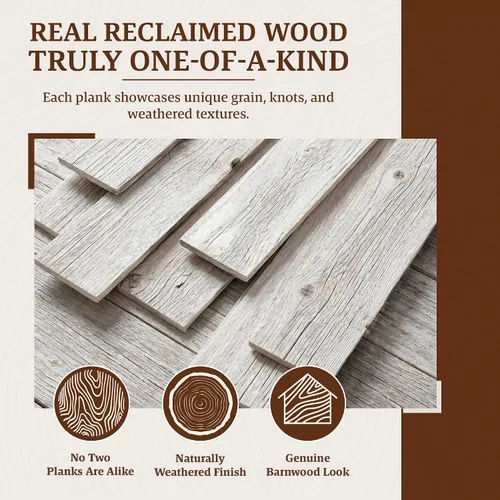 Vista 4 de BARNWOODUSA Tablones de Madera Recuperada Real - Paneles de Machihembrado Fáciles de Clavar para Revestimiento de Pared de Madera Rústica
