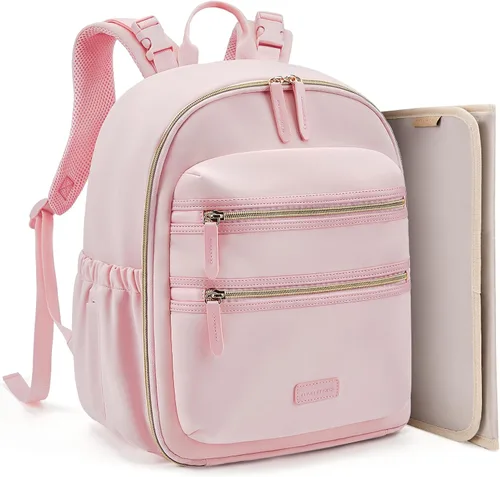 Vista 8 de mommore Mochila de Pañales de Neopreno Pequeña Bolsa de Bebé Mochila de Viaje Mini para Pañales para Recién Nacidos con Bolsillos Aislados, Correas