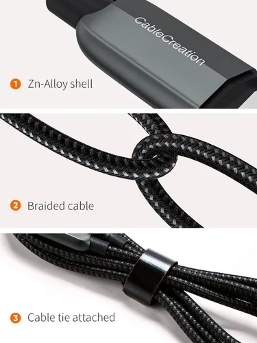 Vista 5 de CableCreation - Cable USB C a USB C de 3.3 pies PD de 100 W con pantalla LED trenzada