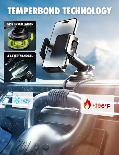 Vista 3 de Bracketron TripGrip - Soporte de teléfono para teléfono celular para salpicadero y parabrisas, liberación con una sola mano, rotación de 360°
