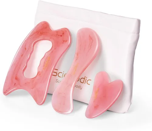 Vista 21 de Scienlodic Gua Sha - Herramienta de masaje con mango (resina), herramienta de raspado Guasha más grande para masaje de espalda, cuello, cara
