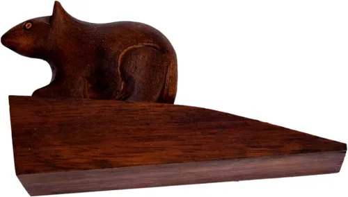Vista 3 de Tapón de madera para puerta, decoración del hogar, festival de Navidad, Año Nuevo, decoración y regalo, forma de ratón (forma de ratón)