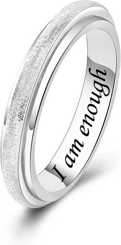 Vista 13 de Sterling Silver Spinner Fidget Ring Anti Anxiety Worry Relieving Boredom ADHD Autism Band Ring for Women Men
