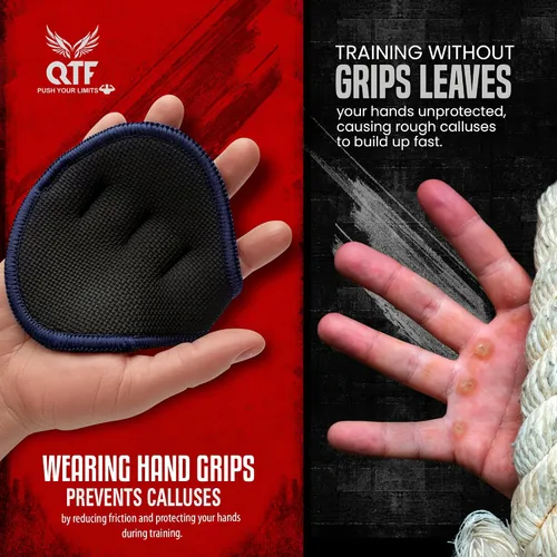 Vista 8 de QTF Almohadillas de neopreno para gimnasio, protectores de palma de gimnasio, reemplazo de guantes de entrenamiento para hombres y mujeres