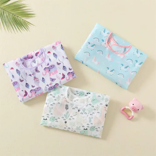 Vista 5 de Paquete de 3 baberos impermeables de manga larga para bebé, cobertura completa, delantal con bolsillo, de 6 a 30 meses
